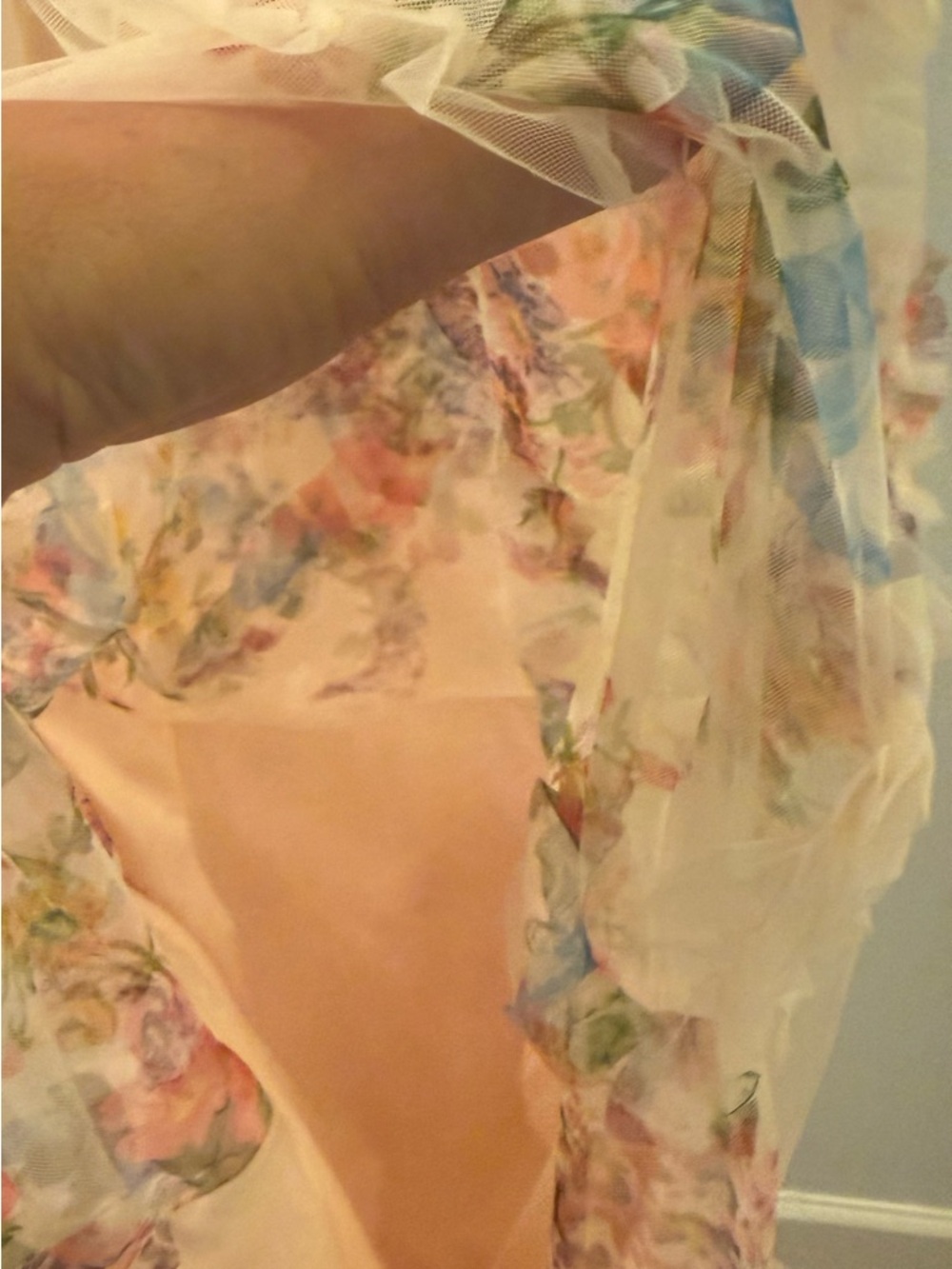 SHEIN Apricot Midi Dress with Pink & Blue Floral Print - Picture 6 of 8